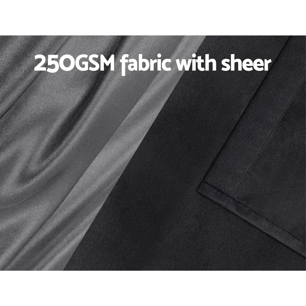 2x Thermal Blockout Sheer Curtains 132x304cm Black Artiss