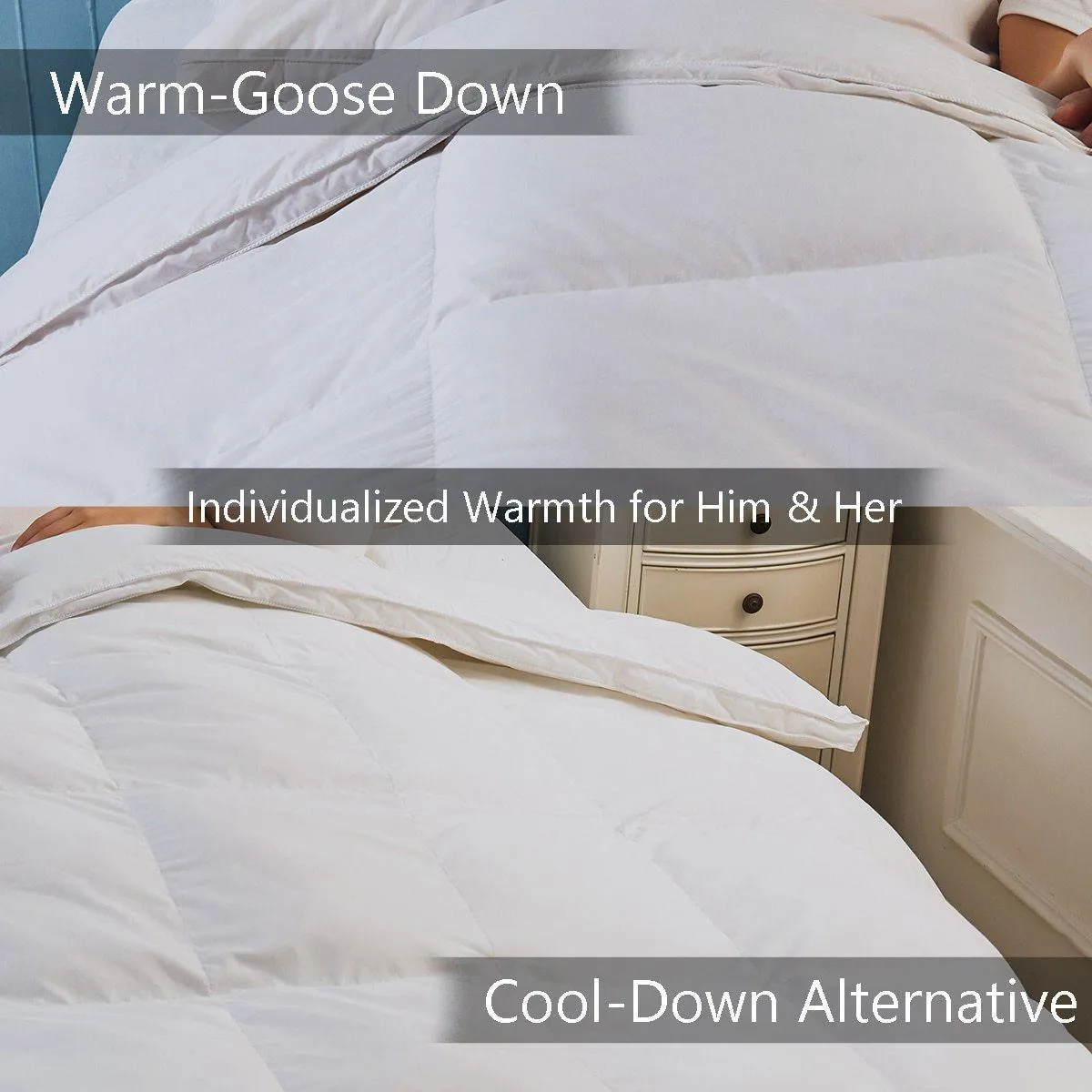 Abripedic Duet Goose Comforter Individualized Warmth for Him & Her