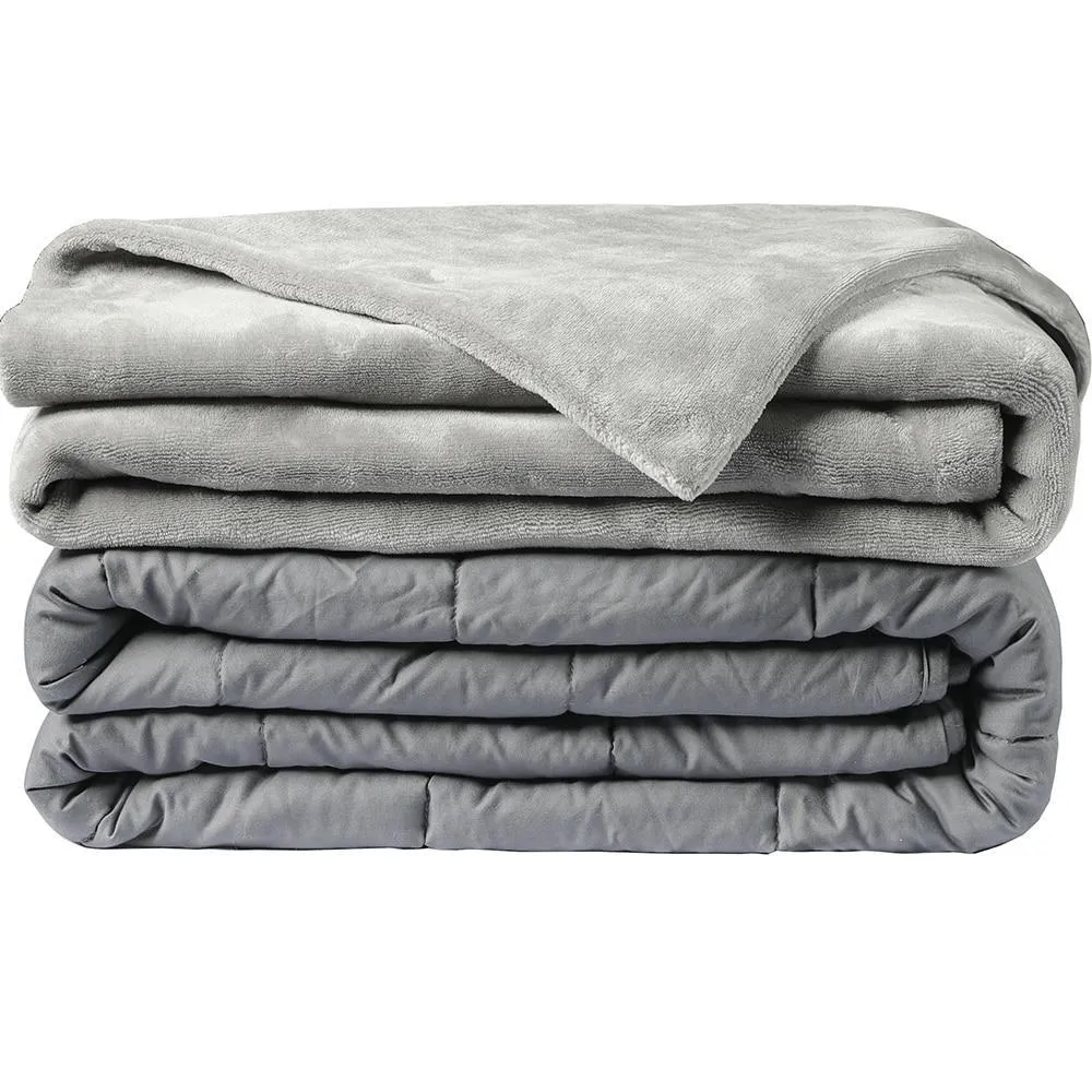 Abripedic Gray Weighted Blanket Breathable Cotton with Removable Velvet Cover Included