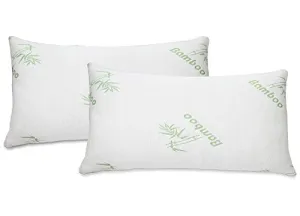 All American Collection Soft Home Bedroom Premium Hotel Quality 2pc Queen Size Bamboo Pillow Shredded Memory Foam for Sleeping