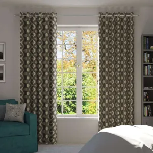 Arizona Geometric Charcoal Grey Curtains