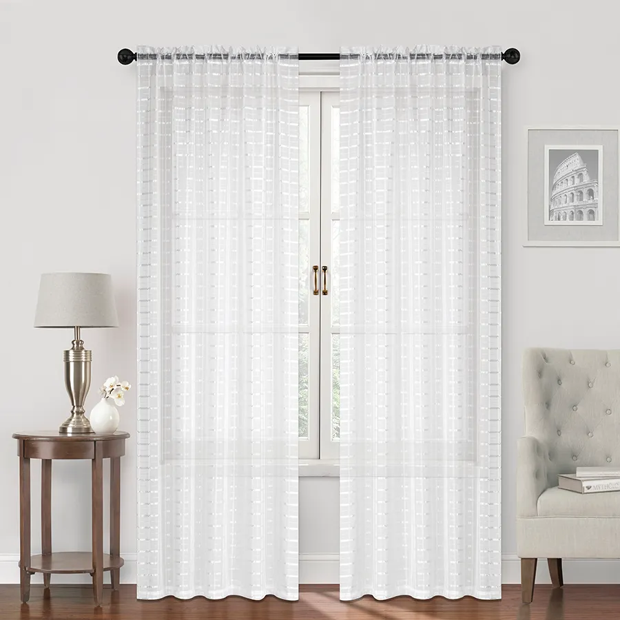 Bara White Sheer Set of 2 Curtains