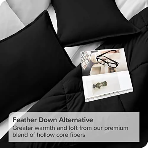 Bare Home Comforter Set - Queen Size - Ultra-Soft - Goose Down Alternative - Premium 1800 Series - All Season Warmth (Queen, Black)