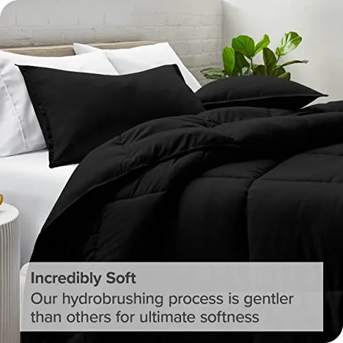 Bare Home Comforter Set - Queen Size - Ultra-Soft - Goose Down Alternative - Premium 1800 Series - All Season Warmth (Queen, Black)