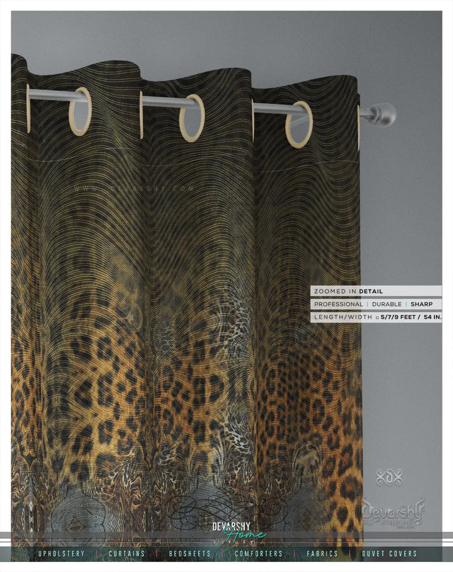 Baroque Leopard Print Curtain Panel. 12 Fabric Options. Made to Order. Heavy And Sheer. 100315