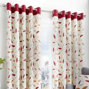 Beechwood Red Leaf Trail Eyelet Curtains