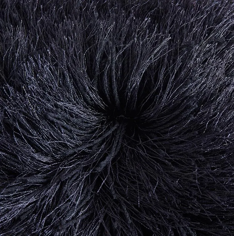 Black Shaggy Decorative Pillow