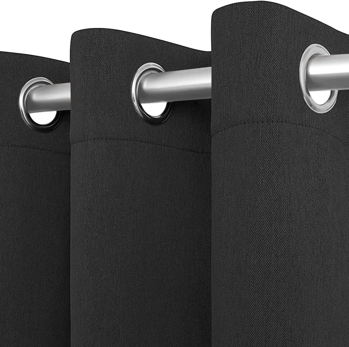 Blackout Curtains for Bedroom Pack of 2 Window Hanging Panels 52x63 in Black