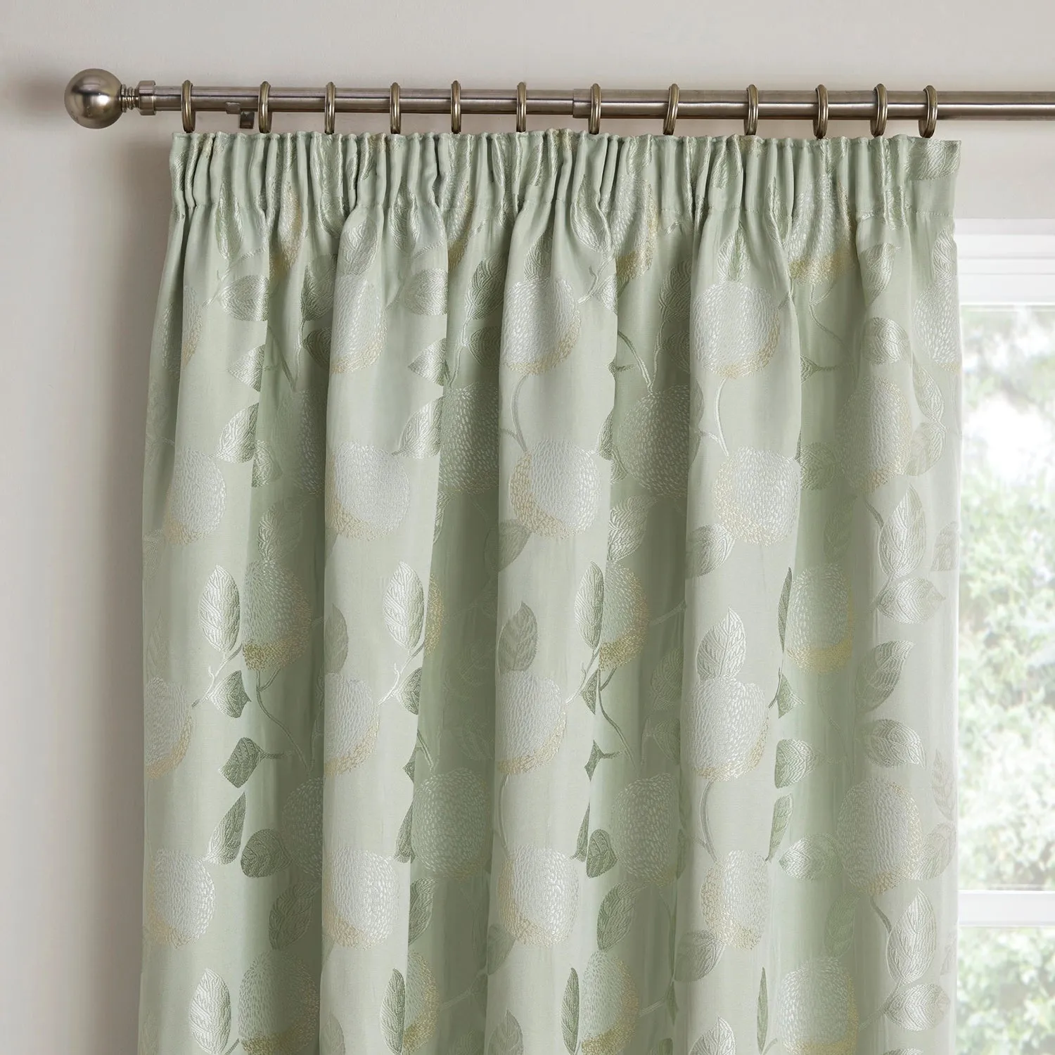 Bramford Green Fruit Tree Pencil Pleat Curtains