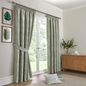 Bramford Green Fruit Tree Pencil Pleat Curtains