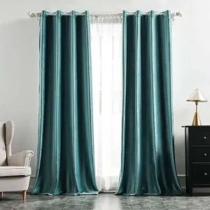 Brittany Velvet Plain Curtains - Light Teal