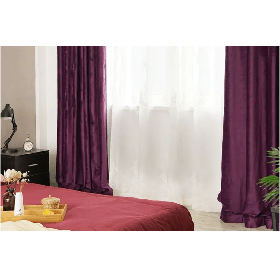 Brittany Velvet Plain Curtains  - Violet