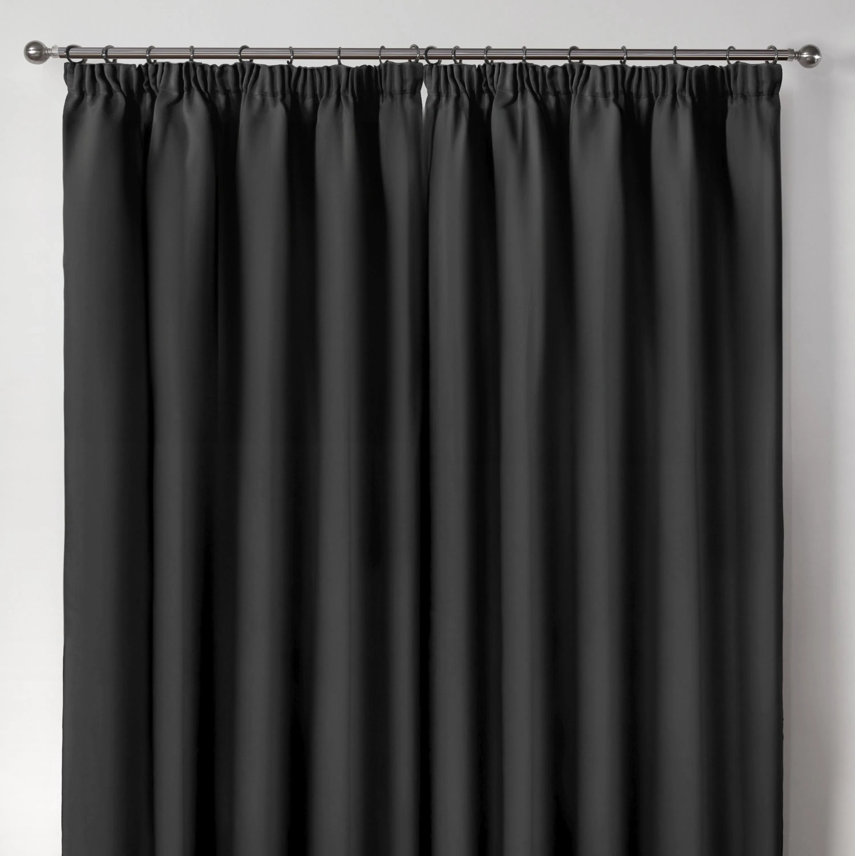 Cali Black Thermal Blackout Pencil Pleat Curtains