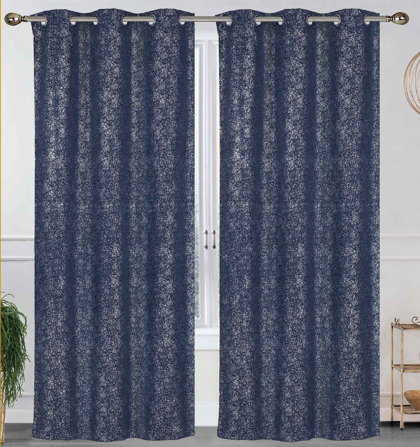 Cassie Metallic Textured Blackout Grommet Top Curtains