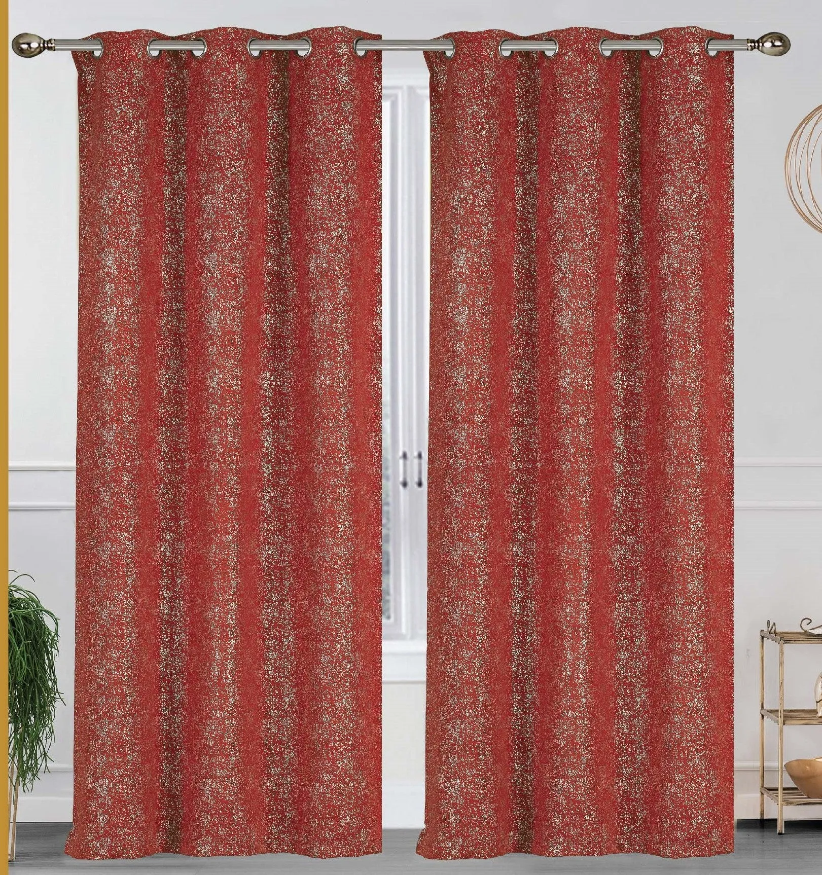 Cassie Metallic Textured Blackout Grommet Top Curtains