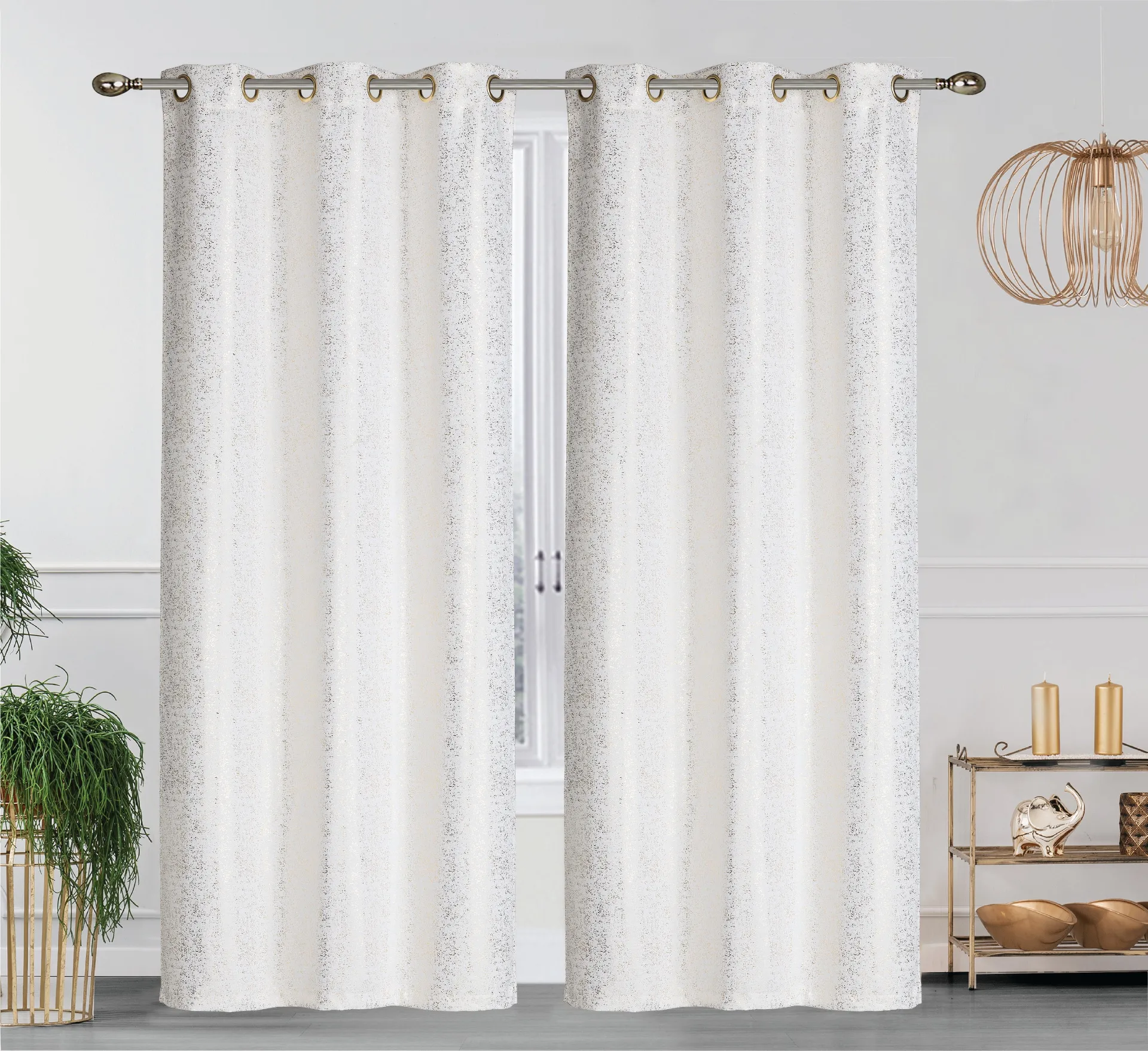 Cassie Metallic Textured Blackout Grommet Top Curtains