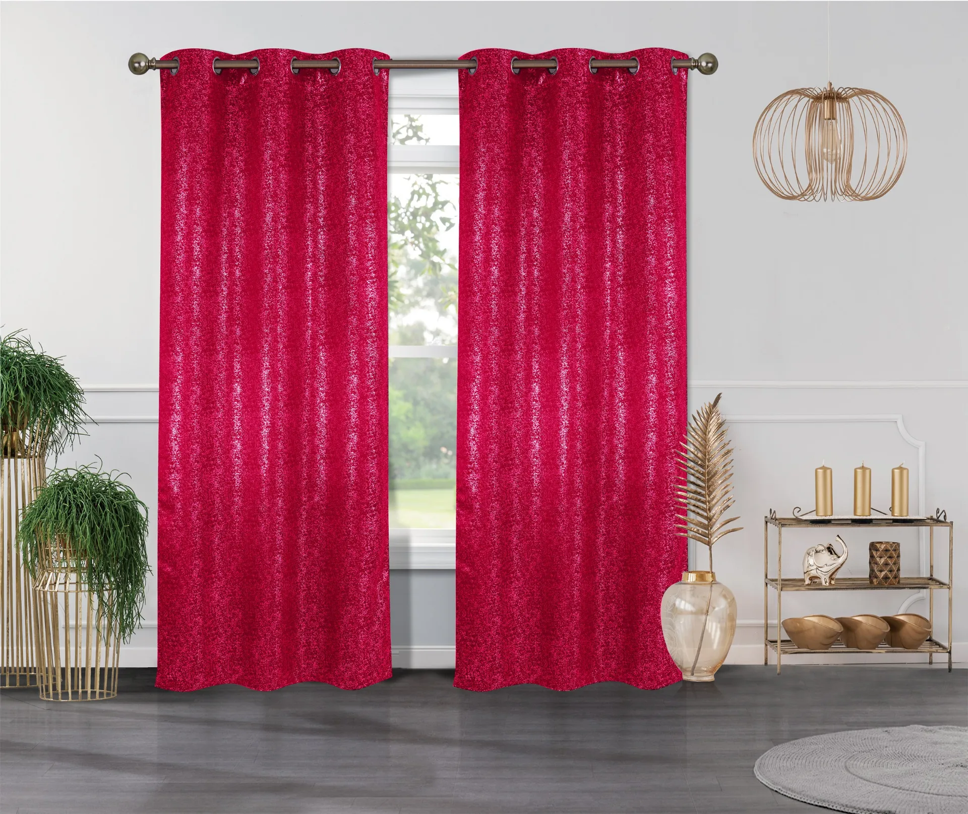 Cassie Metallic Textured Blackout Grommet Top Curtains