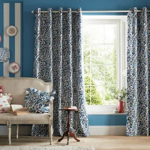 Cath Kidston Strawberry Garden Navy Blackout Eyelet Curtains