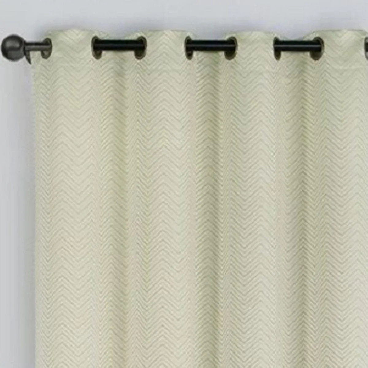 Chevron Embroidered Curtains 55”Wx90”L Grommet Top Jacquard Panels (Set of 2)