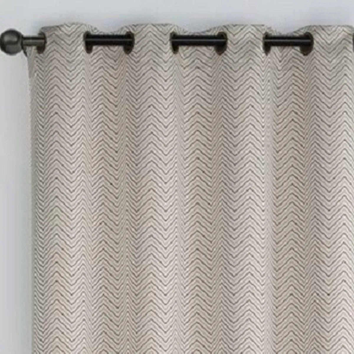 Chevron Embroidered Curtains 55”Wx90”L Grommet Top Jacquard Panels (Set of 2)