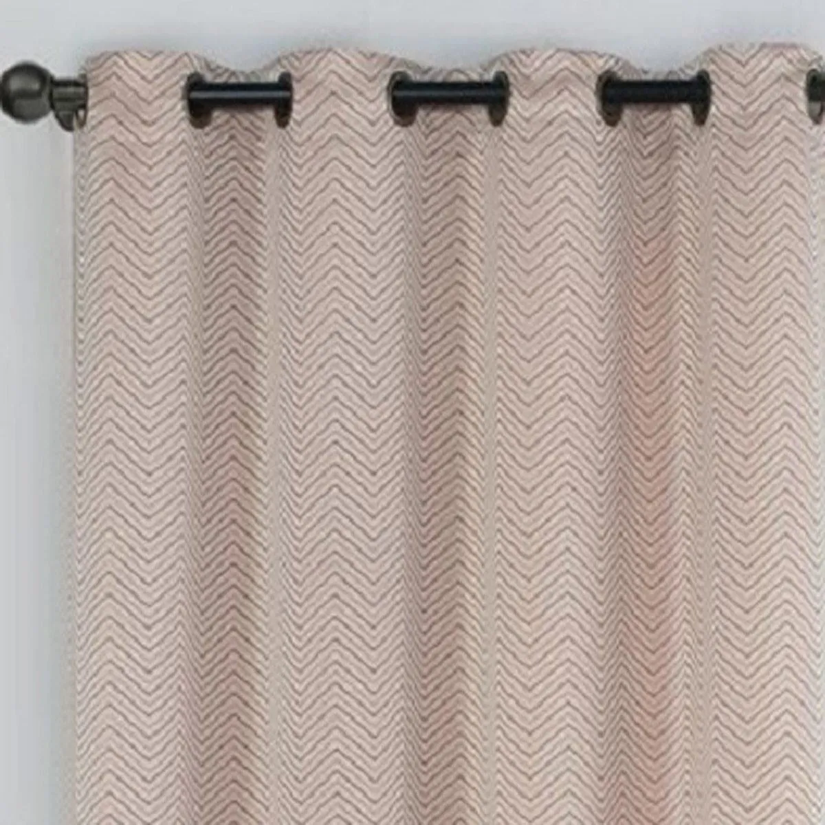 Chevron Embroidered Curtains 55”Wx90”L Grommet Top Jacquard Panels (Set of 2)