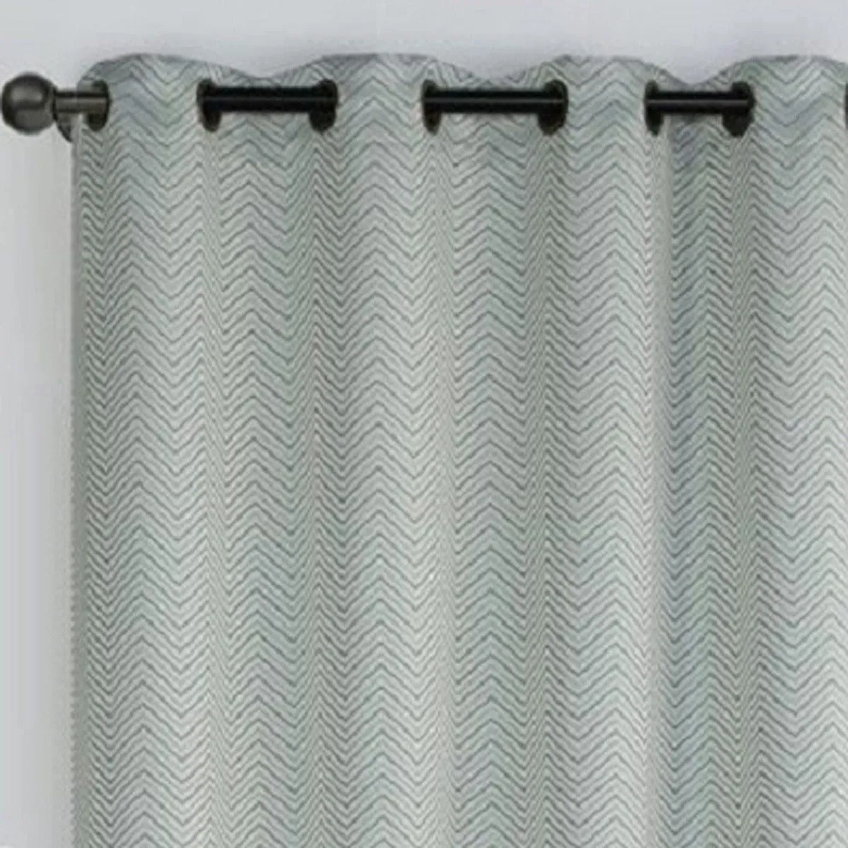 Chevron Embroidered Curtains 55”Wx90”L Grommet Top Jacquard Panels (Set of 2)