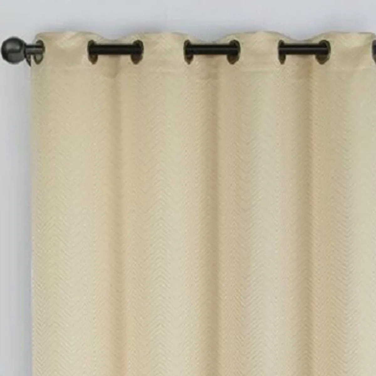 Chevron Embroidered Curtains 55”Wx90”L Grommet Top Jacquard Panels (Set of 2)