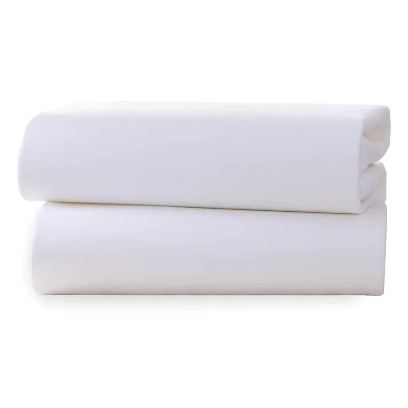 Clair de Lune 2-Pack Cotton Fitted Sheets Cot Bed White 70/140