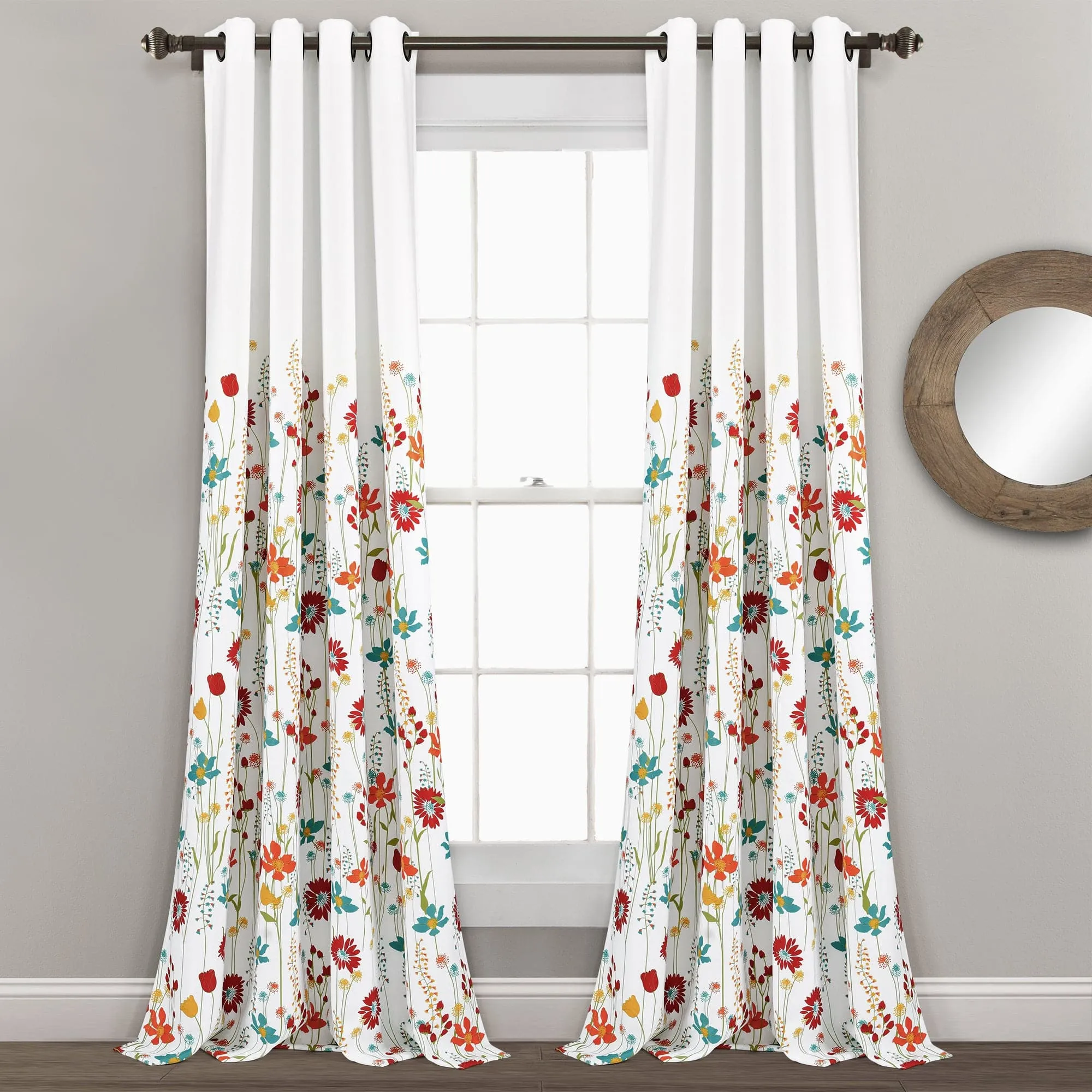 Clarissa Floral Light Filtering Window Curtain Panel Set