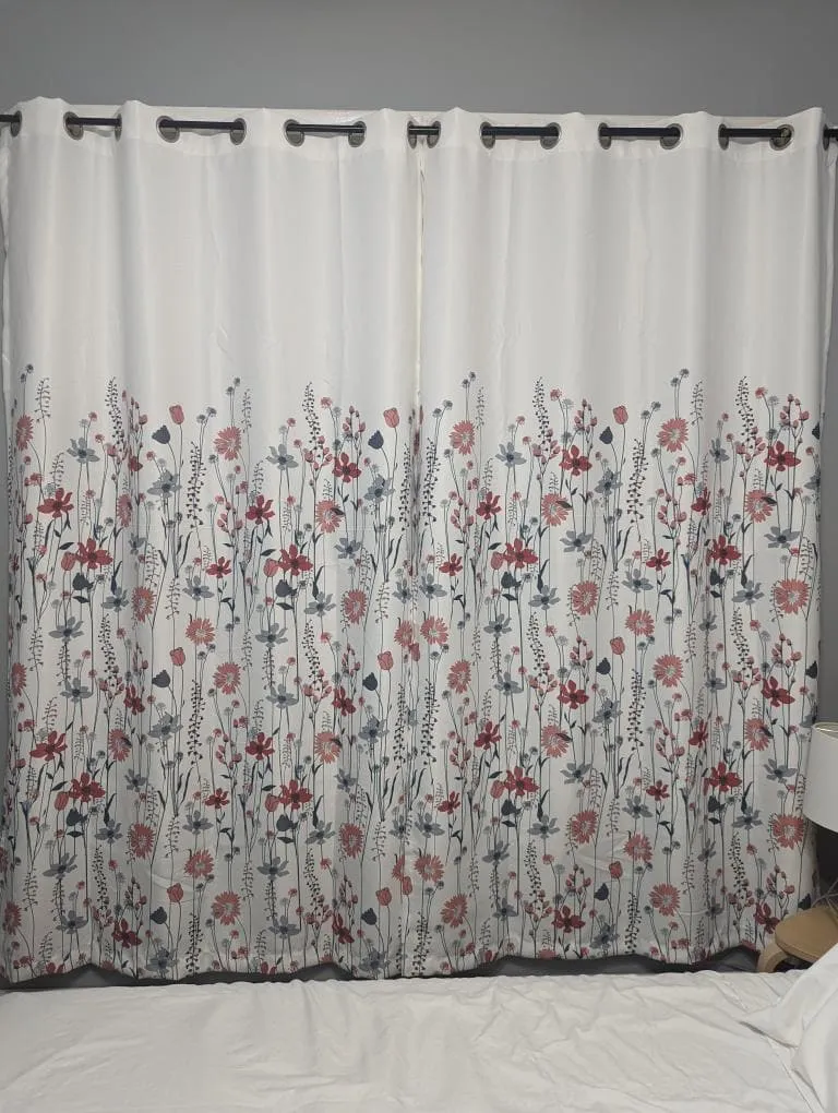 Clarissa Floral Light Filtering Window Curtain Panel Set