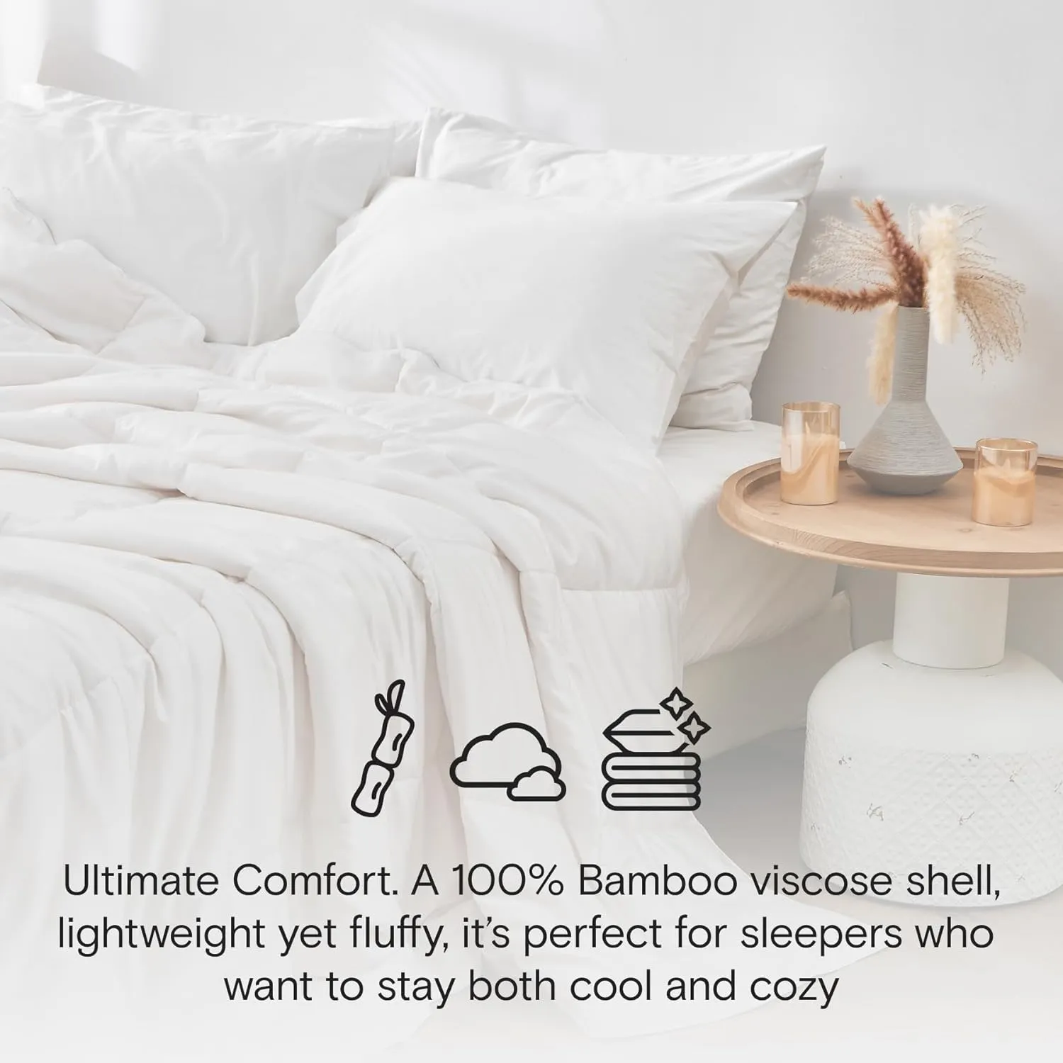 Comforter, 100% Viscose Derived from Bamboo, Breathable, Lightweight, Soft, Down Alternative Duvet Insert, 8 Loops