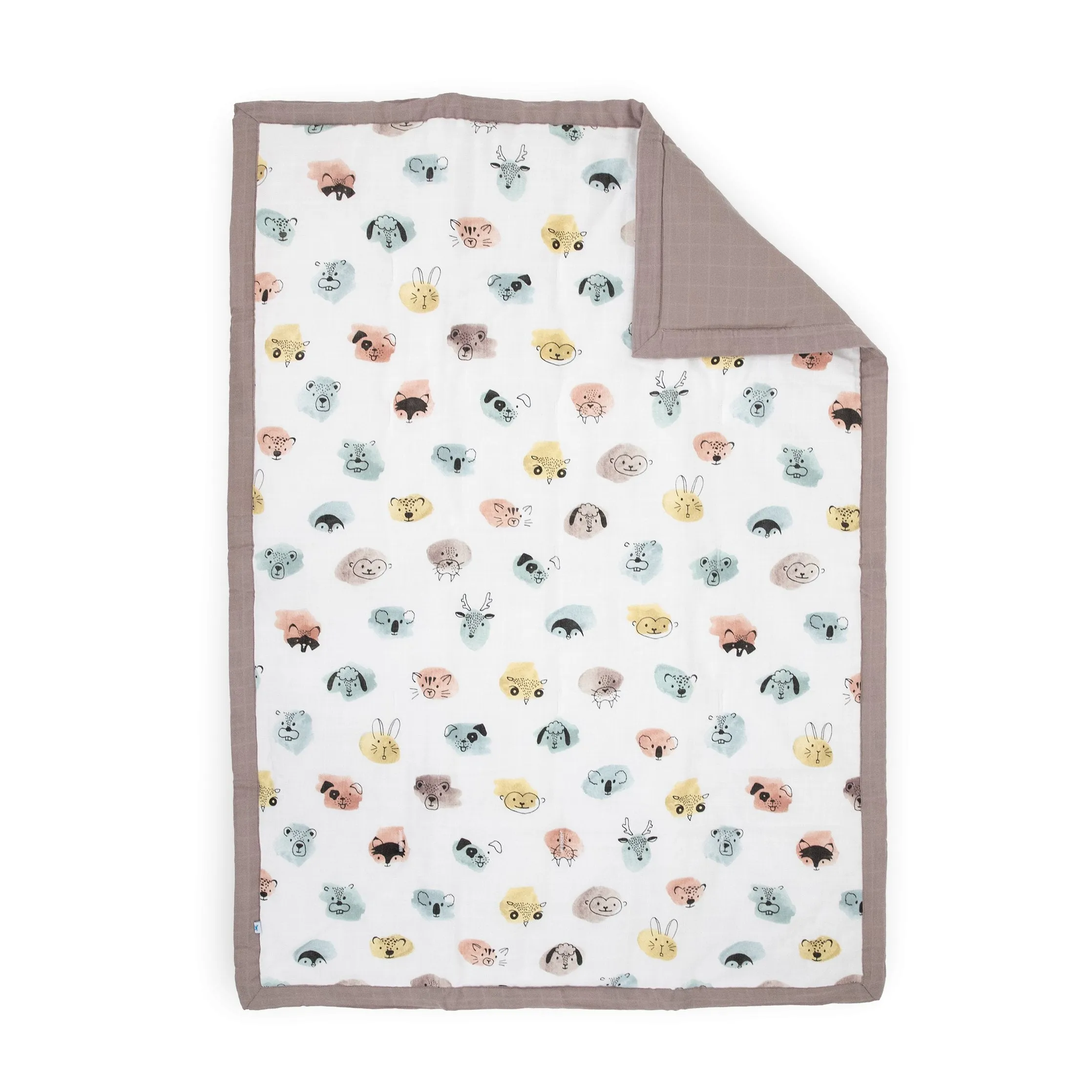 Cotton Muslin Toddler Comforter - Watercolor Critters