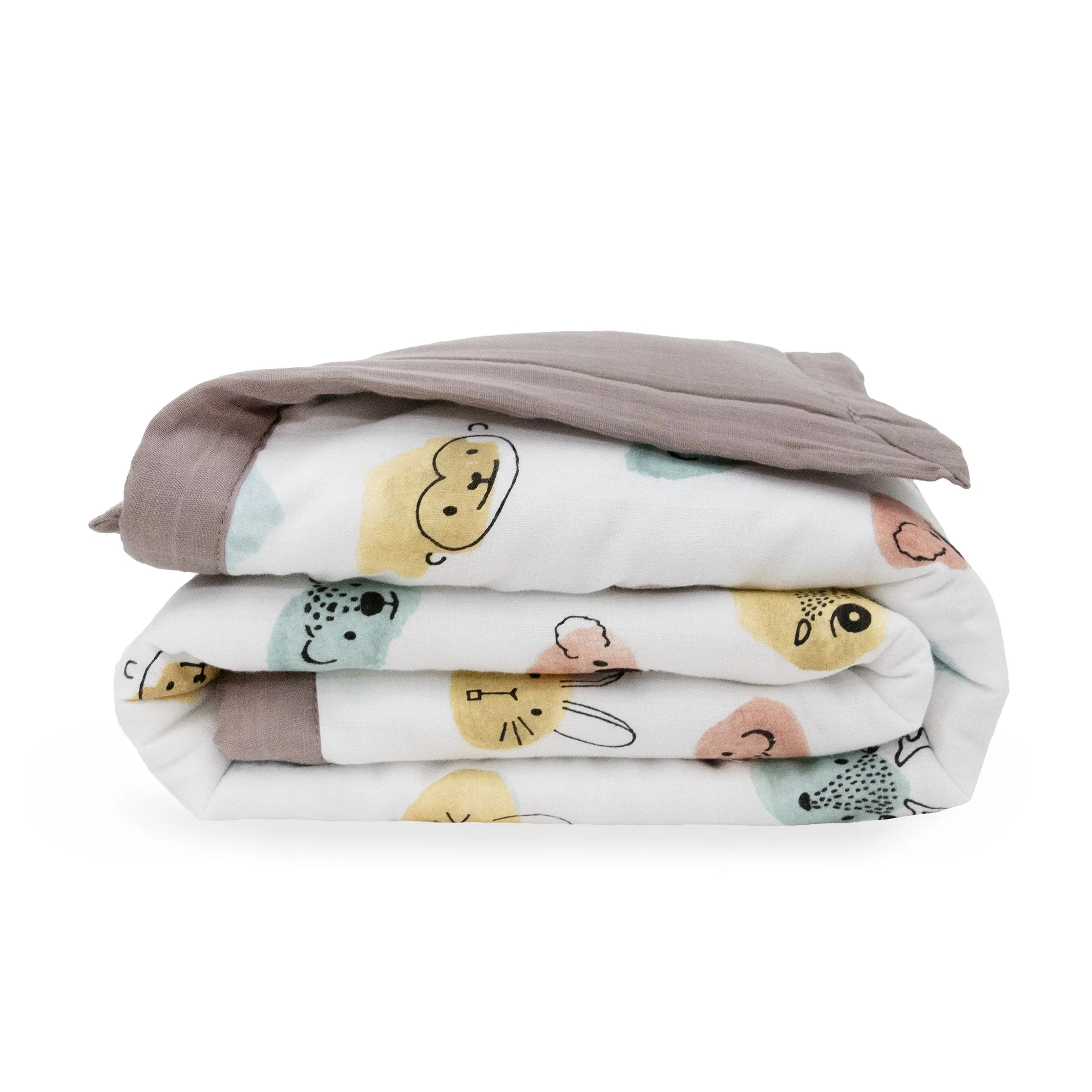 Cotton Muslin Toddler Comforter - Watercolor Critters