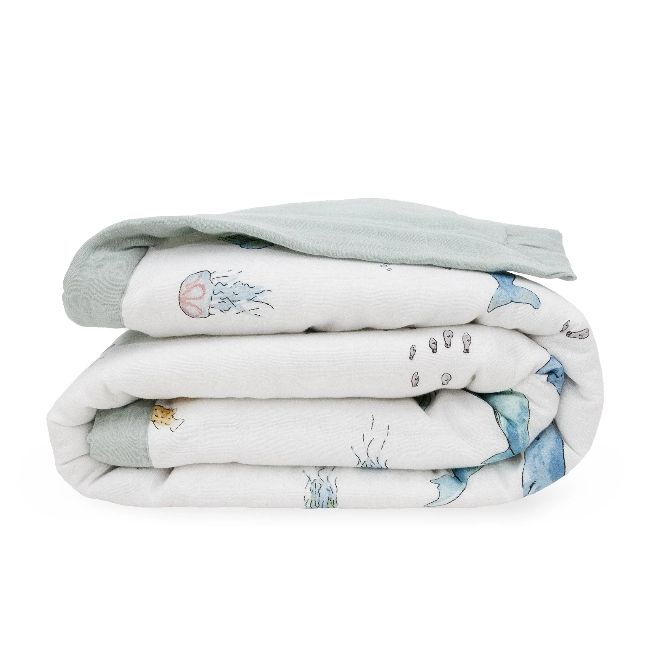 Cotton Muslin Toddler Comforter - Whales