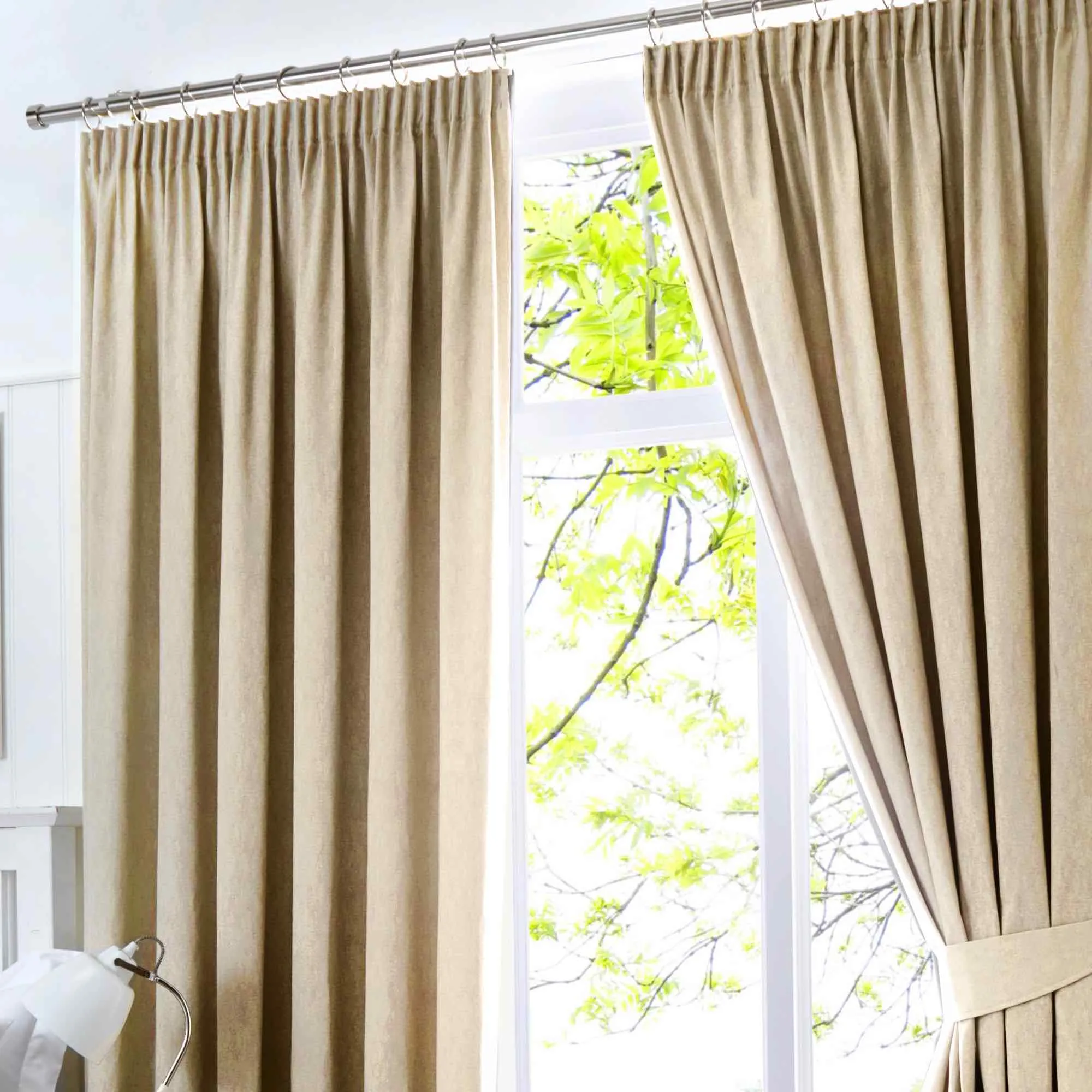 Dijon Blackout Thermal Pencil Pleat Curtains - Natural