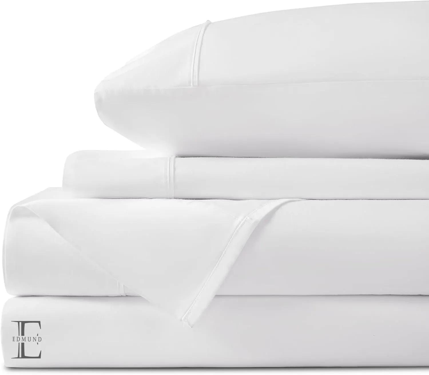 Edmund King Bed Cotton Bedsheet (102x108 Inch) | Soft & Smooth 400 TC Egyptian Cotton Bedsheet King Bed with Pillow Cover | Machine Washable Breathable & Hypoallergenic | White