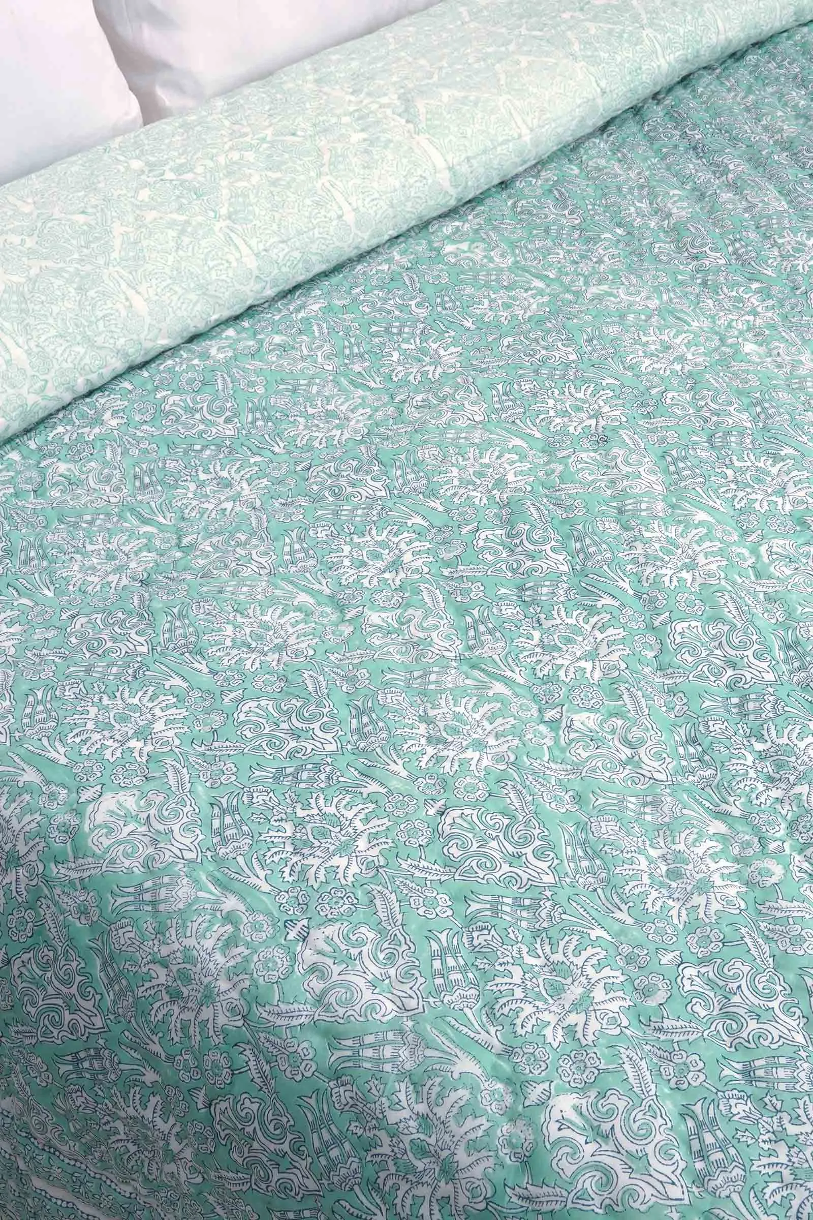 Eshika Jaal Turquoise Cotton Muslin Quilt