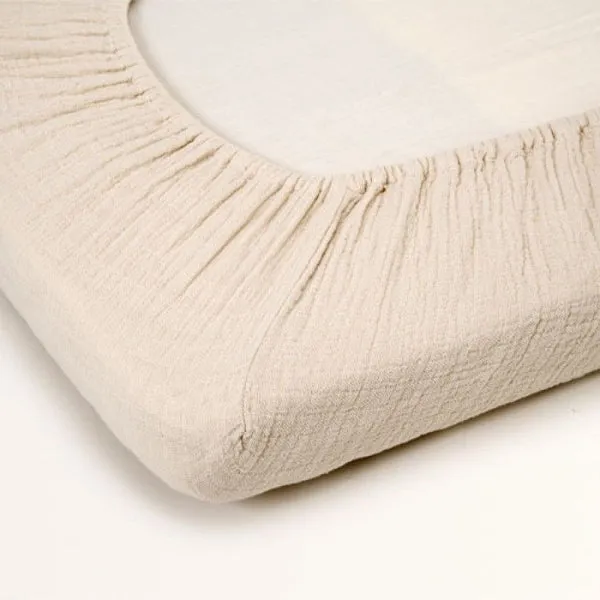 Garbo&Friends Muslin Fitted Sheet – Eggshell