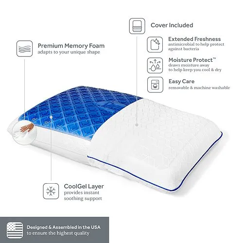 Gel Memory Foam Chill Pillow, Standard Sealy, White