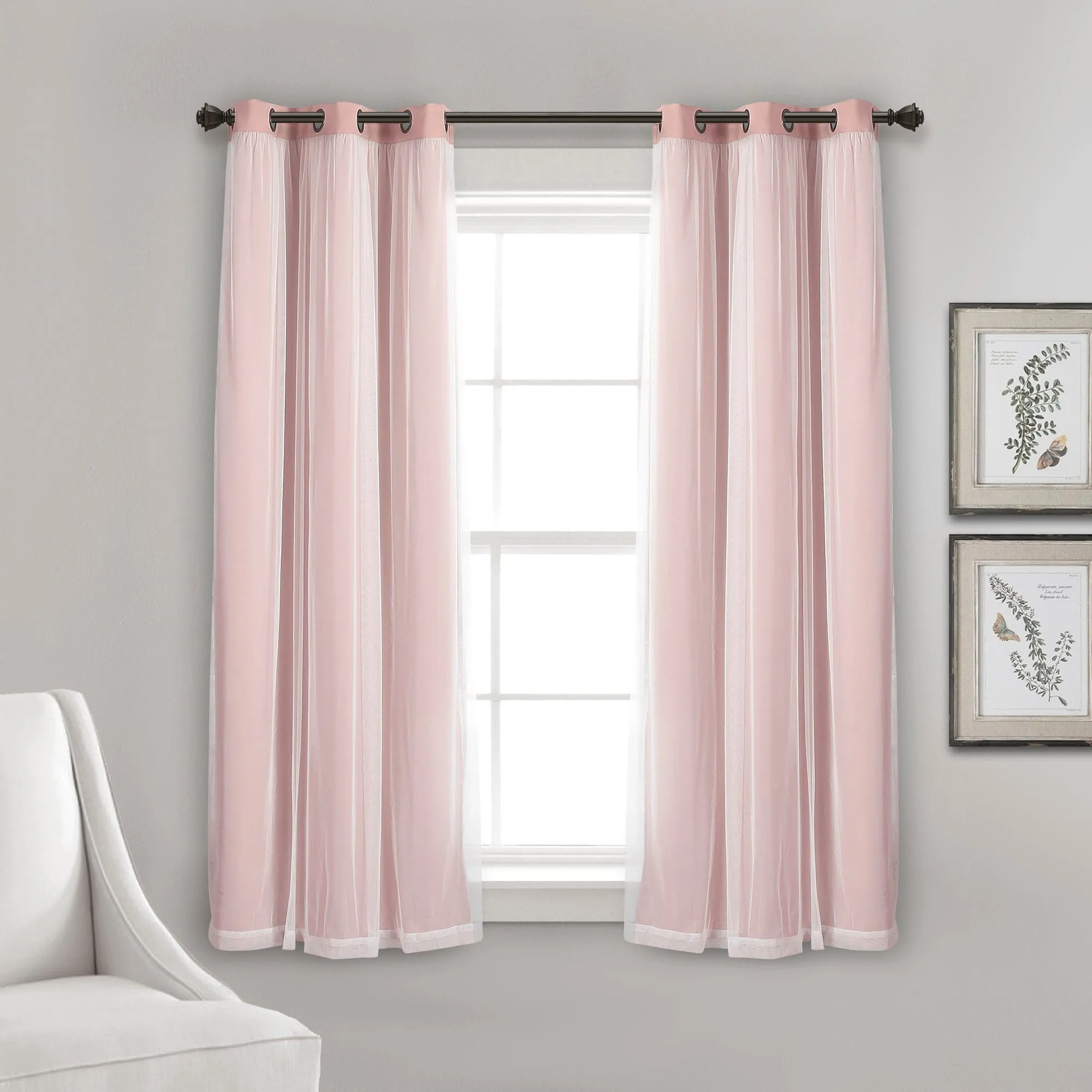 Grommet Sheer With Insulated Blackout Lining Curtain Panel Set