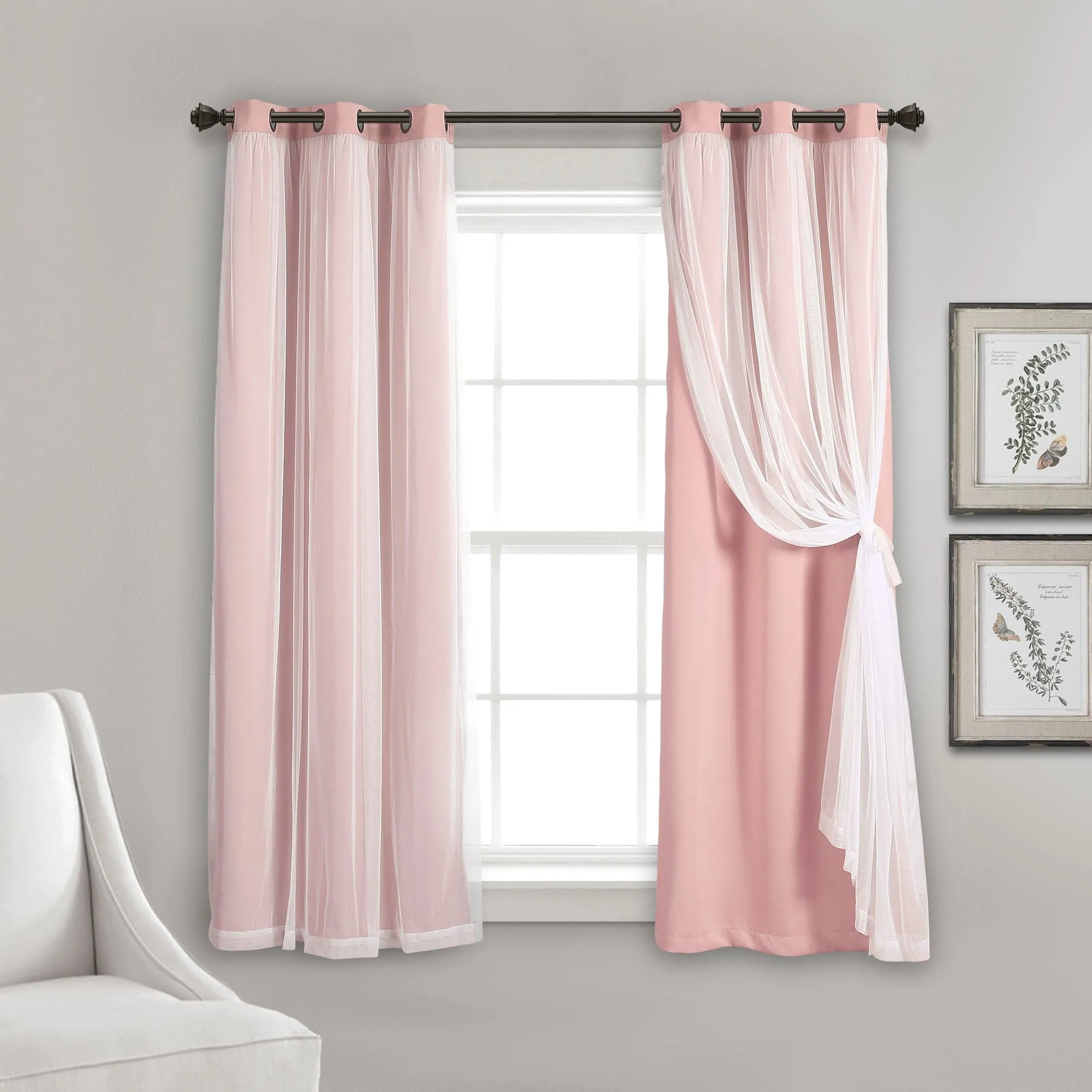 Grommet Sheer With Insulated Blackout Lining Curtain Panel Set