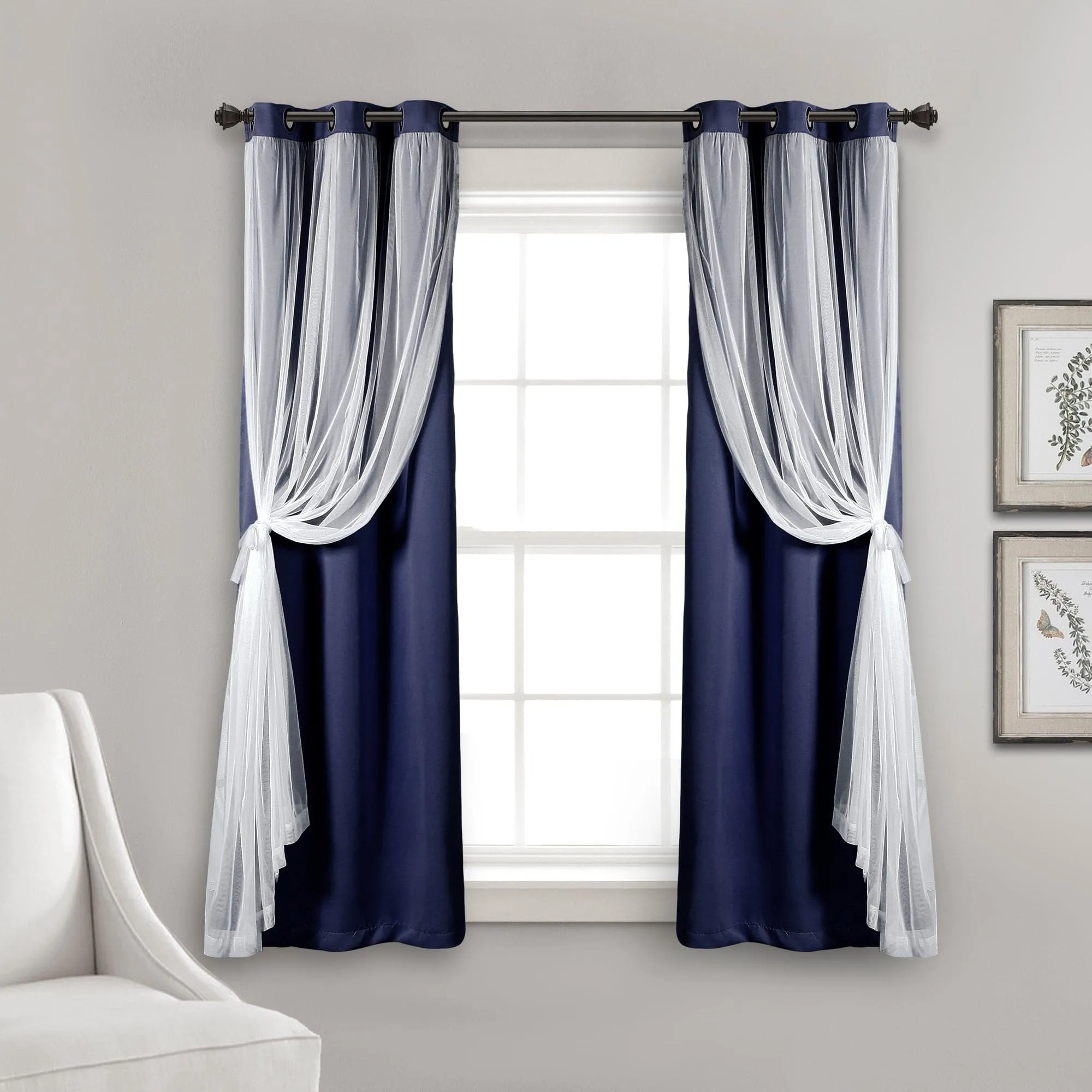 Grommet Sheer With Insulated Blackout Lining Curtain Panel Set