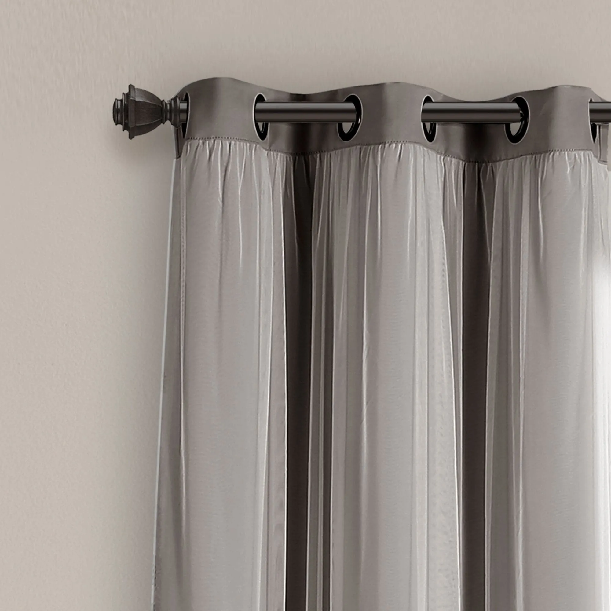 Grommet Sheer With Insulated Blackout Lining Curtain Panel Set