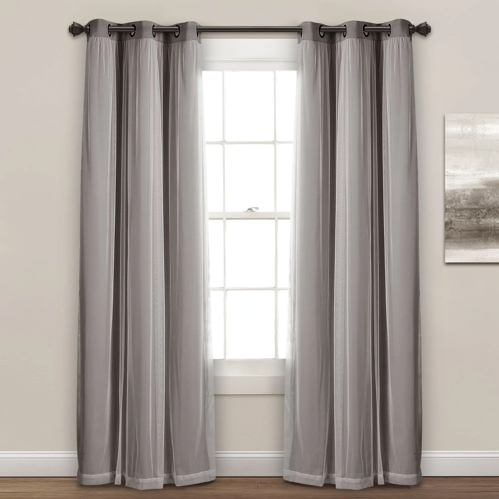 Grommet Sheer With Insulated Blackout Lining Curtain Panel Set