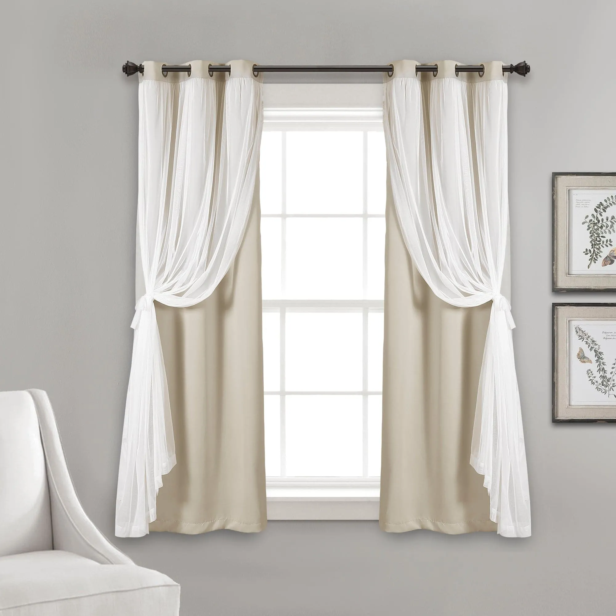 Grommet Sheer With Insulated Blackout Lining Curtain Panel Set