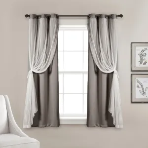 Grommet Sheer With Insulated Blackout Lining Curtain Panel Set