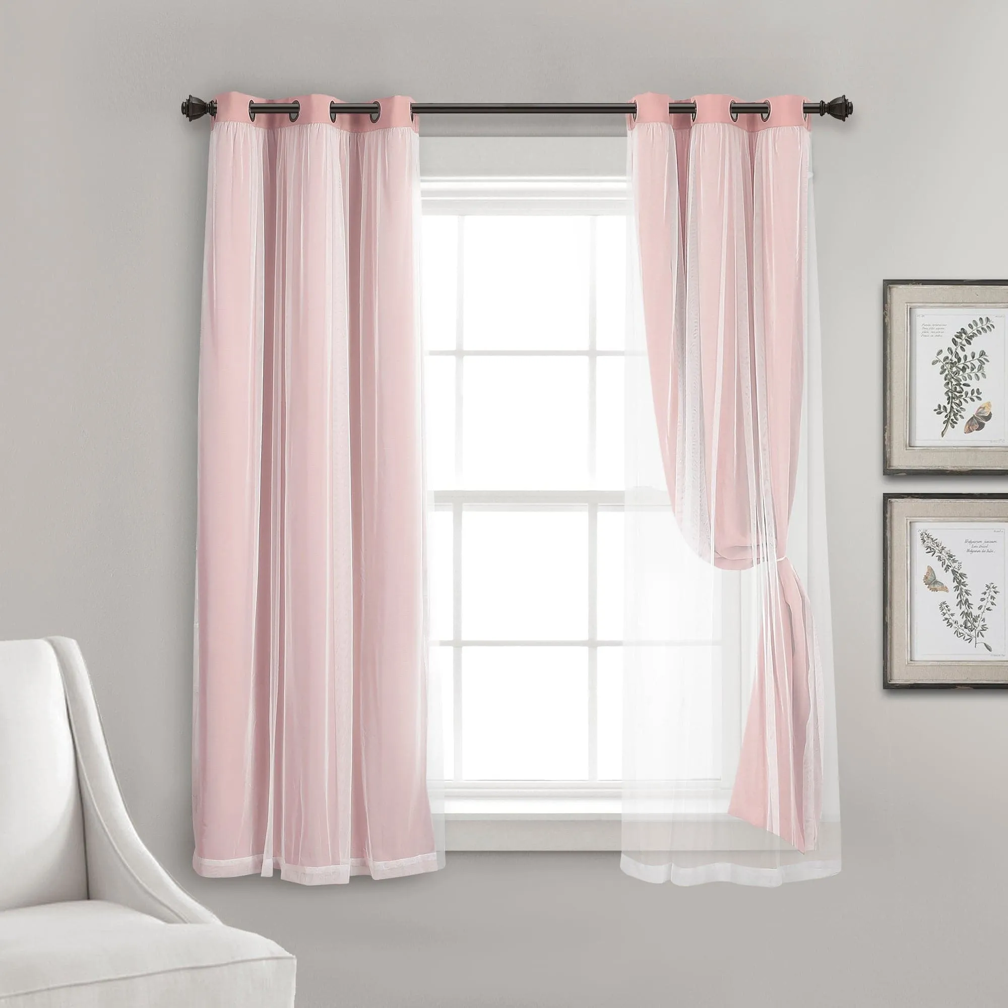 Grommet Sheer With Insulated Blackout Lining Curtain Panel Set