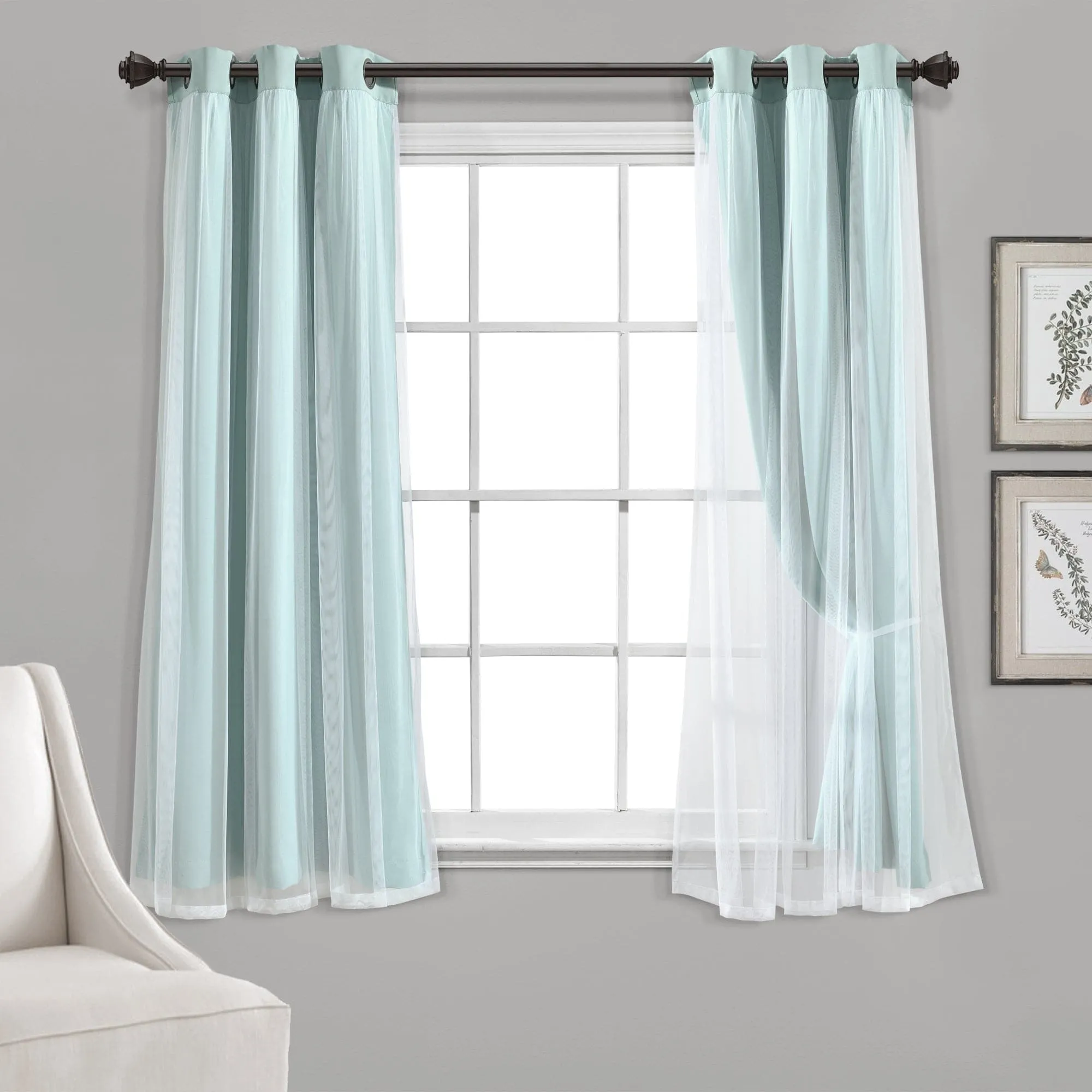 Grommet Sheer With Insulated Blackout Lining Curtain Panel Set