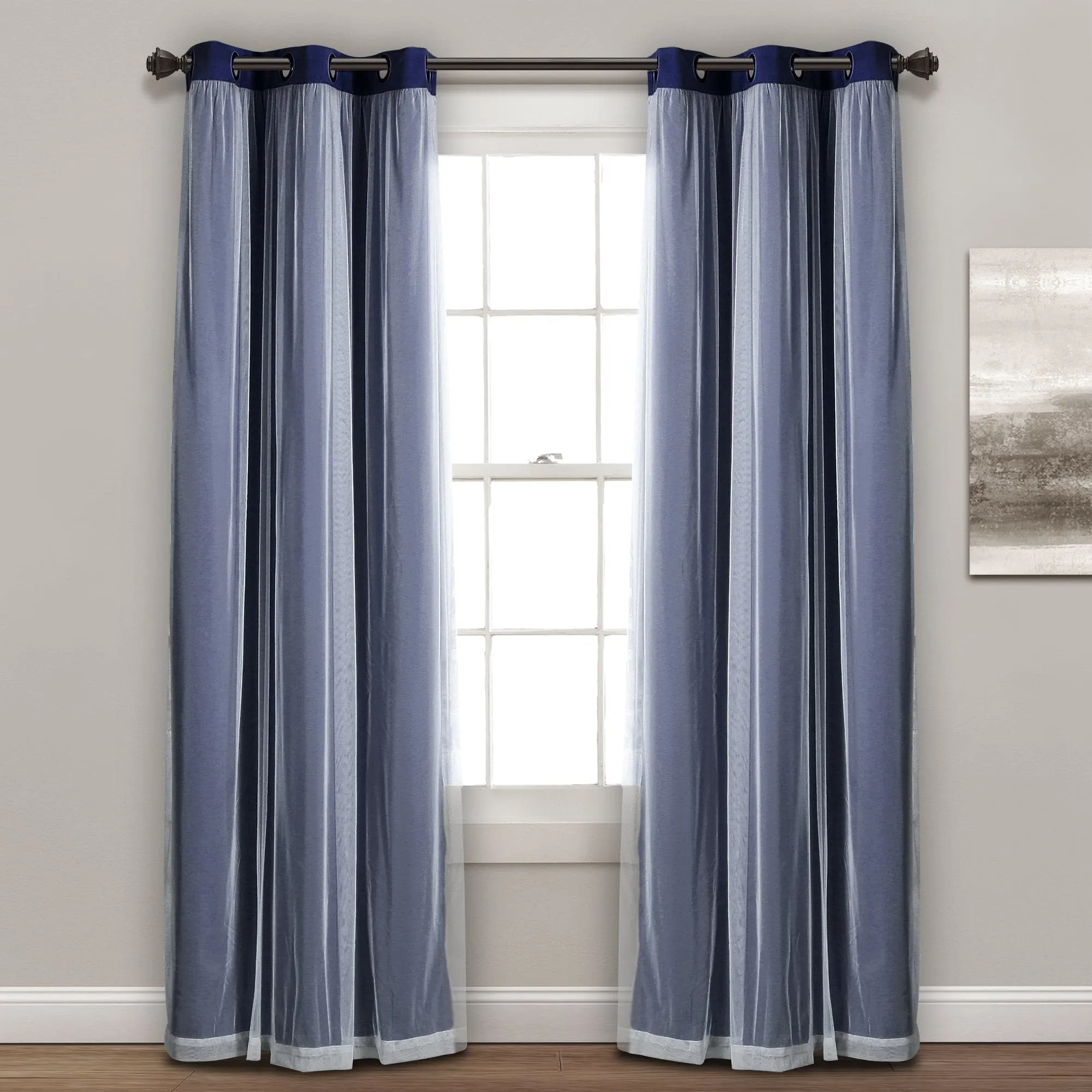 Grommet Sheer With Insulated Blackout Lining Curtain Panel Set