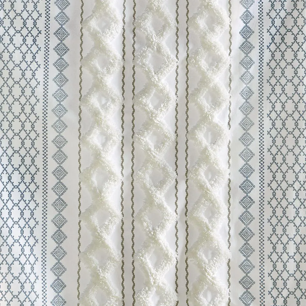 Imani Cotton Printed Curtain Panel with Chenille Stripe and Lining